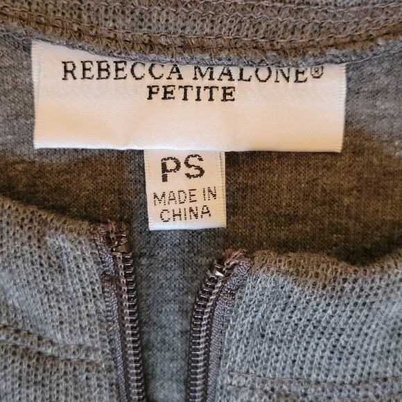 NWT Rebecca Malone Size PS Gray Long Sleeve Zip Cardigan Knit Sweater Pockets - Picture 15 of 16